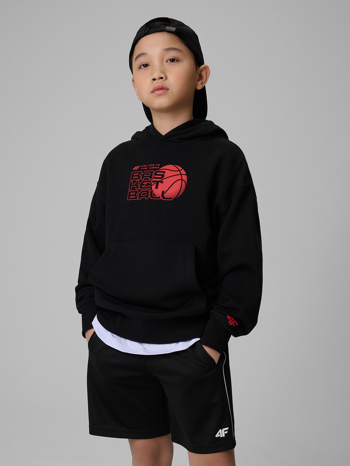 Хлопчача спортивна кофта loose з капюшоном - чорна