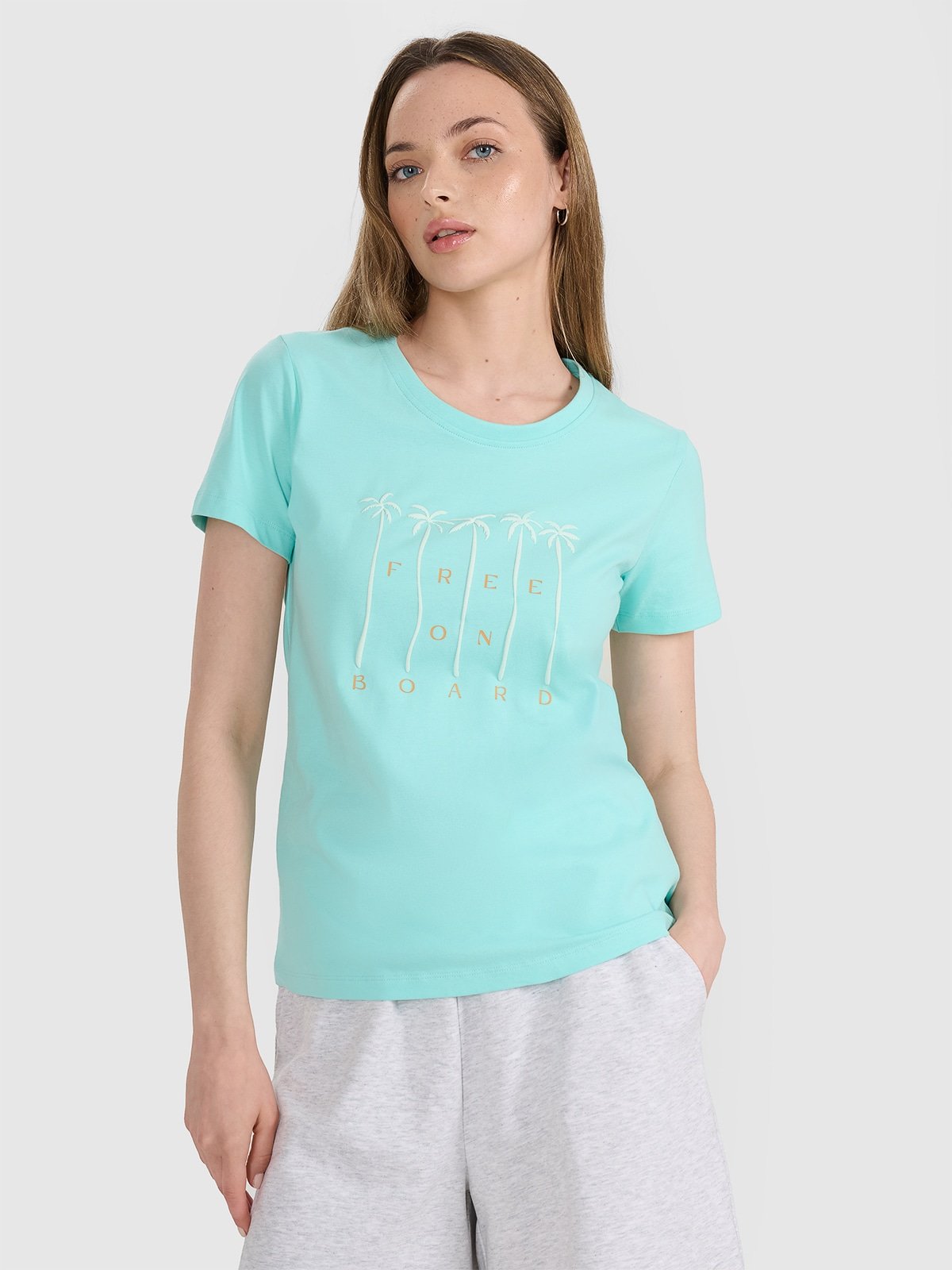 Жіноча regular футболка з принтом - бірюзова