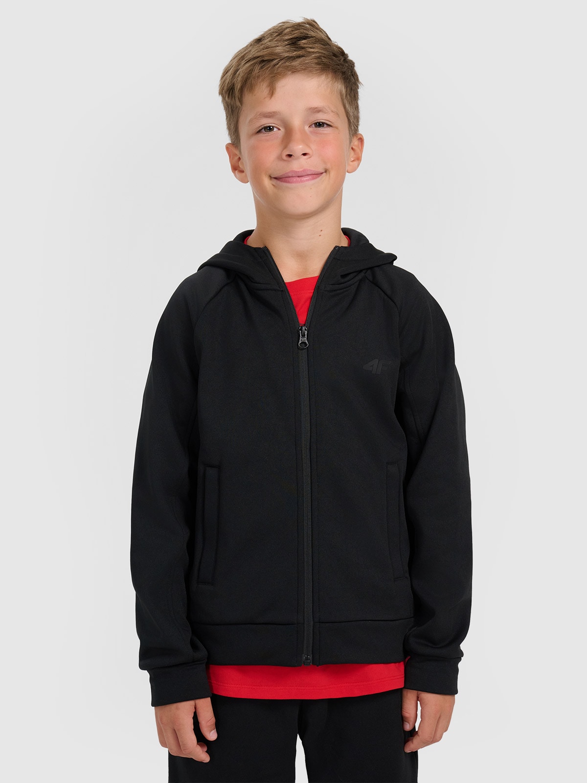 Розстібна спортивна кофта з капюшоном для хлопчика - чорна
