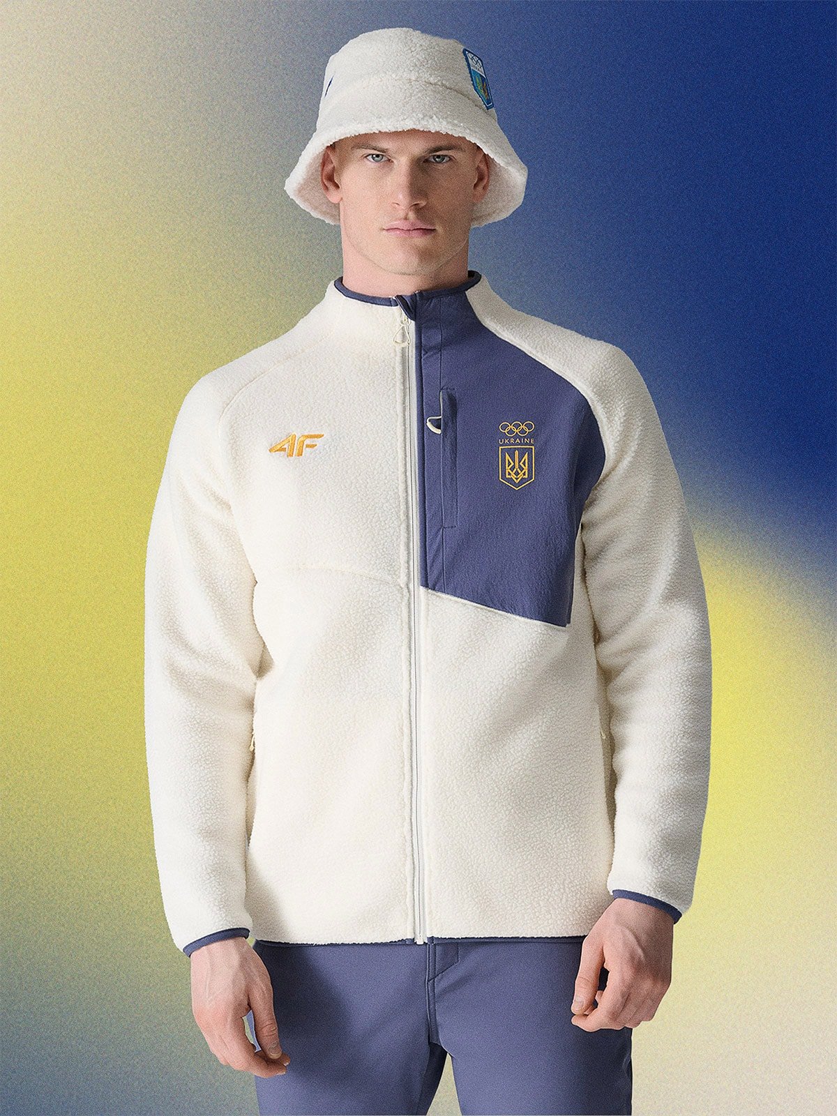 Milano-Cortina/Україна - Фліс sherpa зі стійкою чоловічий - білий