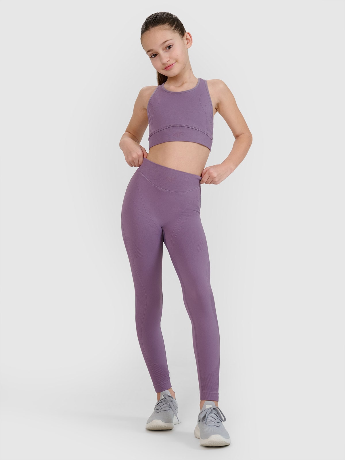 Швидковисихаючі спортивні легінси для дівчаток 4F JUNIOR x Анна Левандовська - фіолетові
