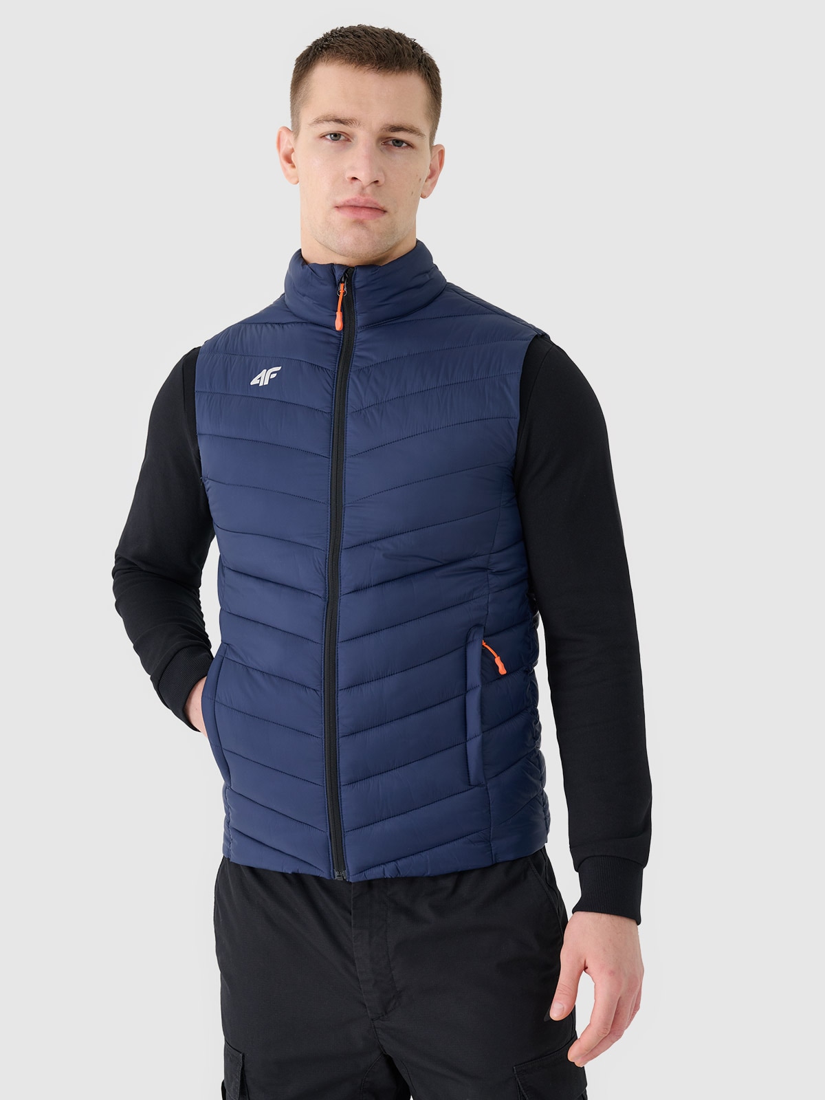 Чоловіча пухова жилетка з синтетичним наповнювачем - темно-синій