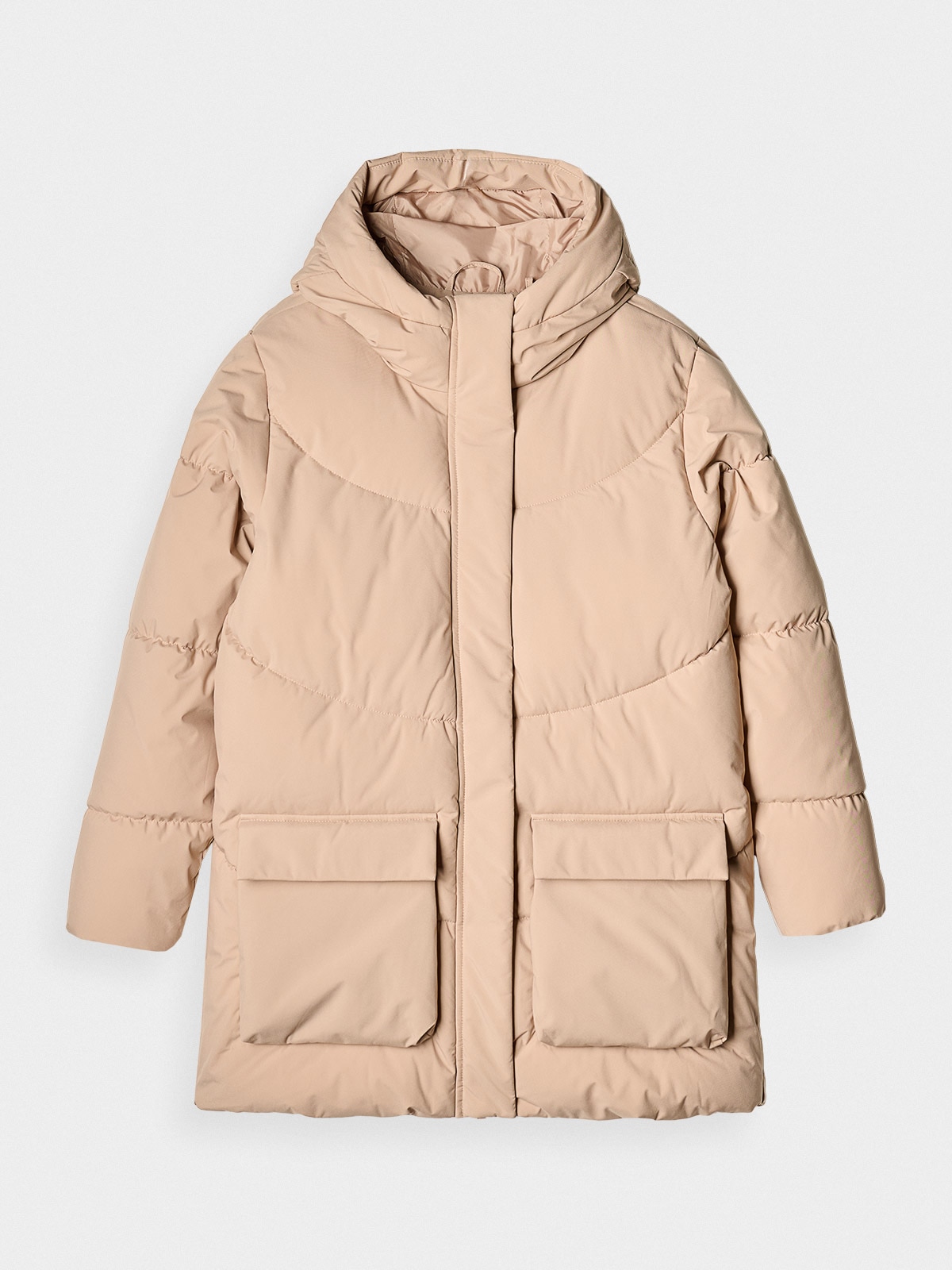 Жіноча пухова куртка з синтетичним наповнювачем - бежевий