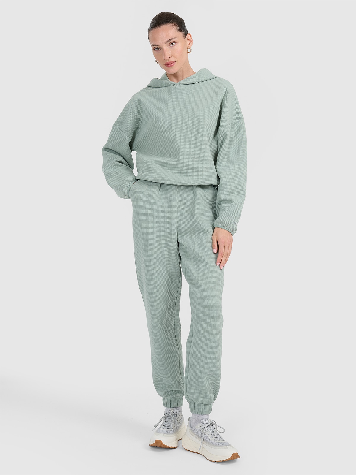 Жіночі спортивні штани з вафельного трикотажу - бірюзові