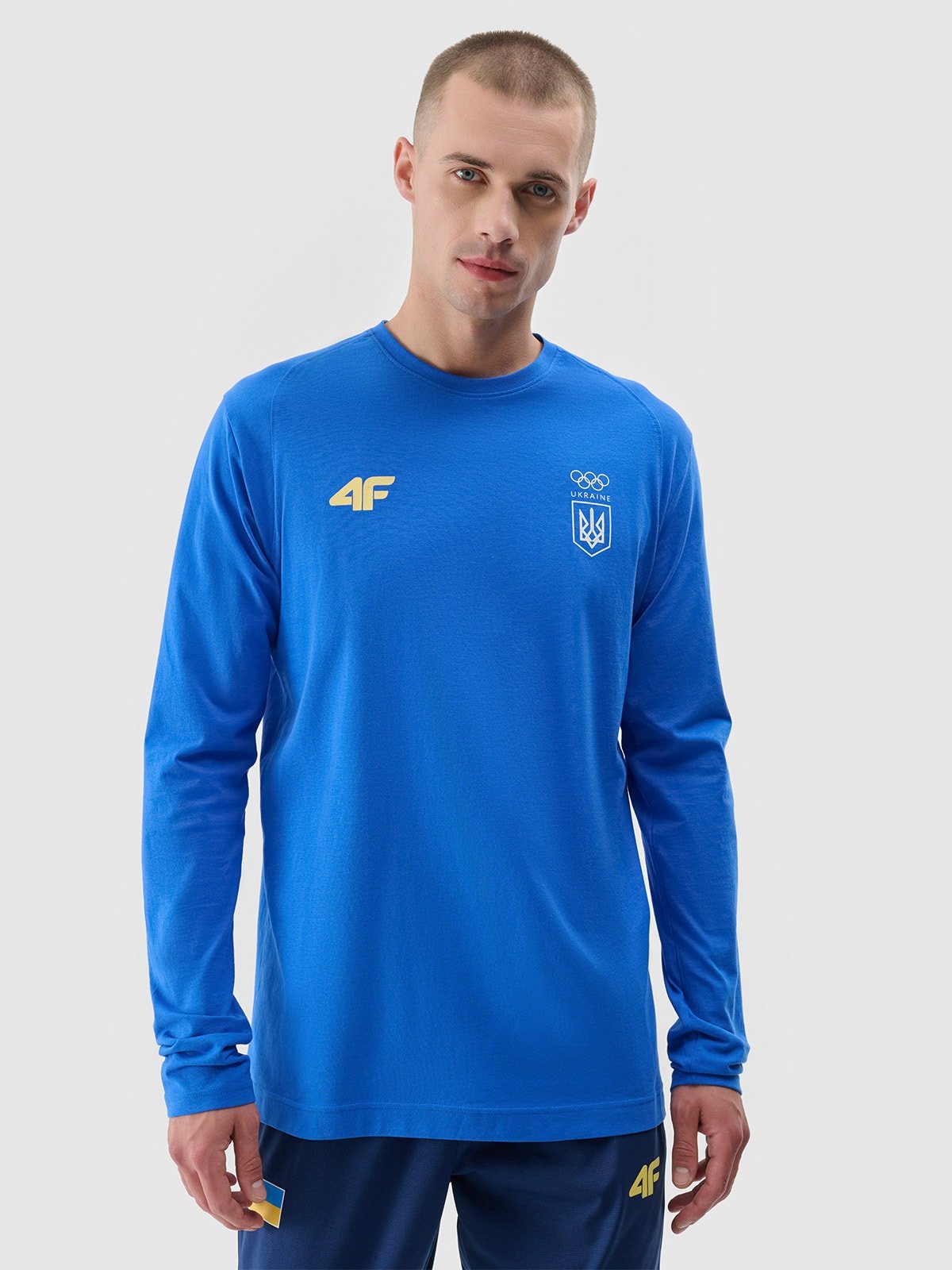 Париж/Україна - Чоловічий лонгслів - блакитний