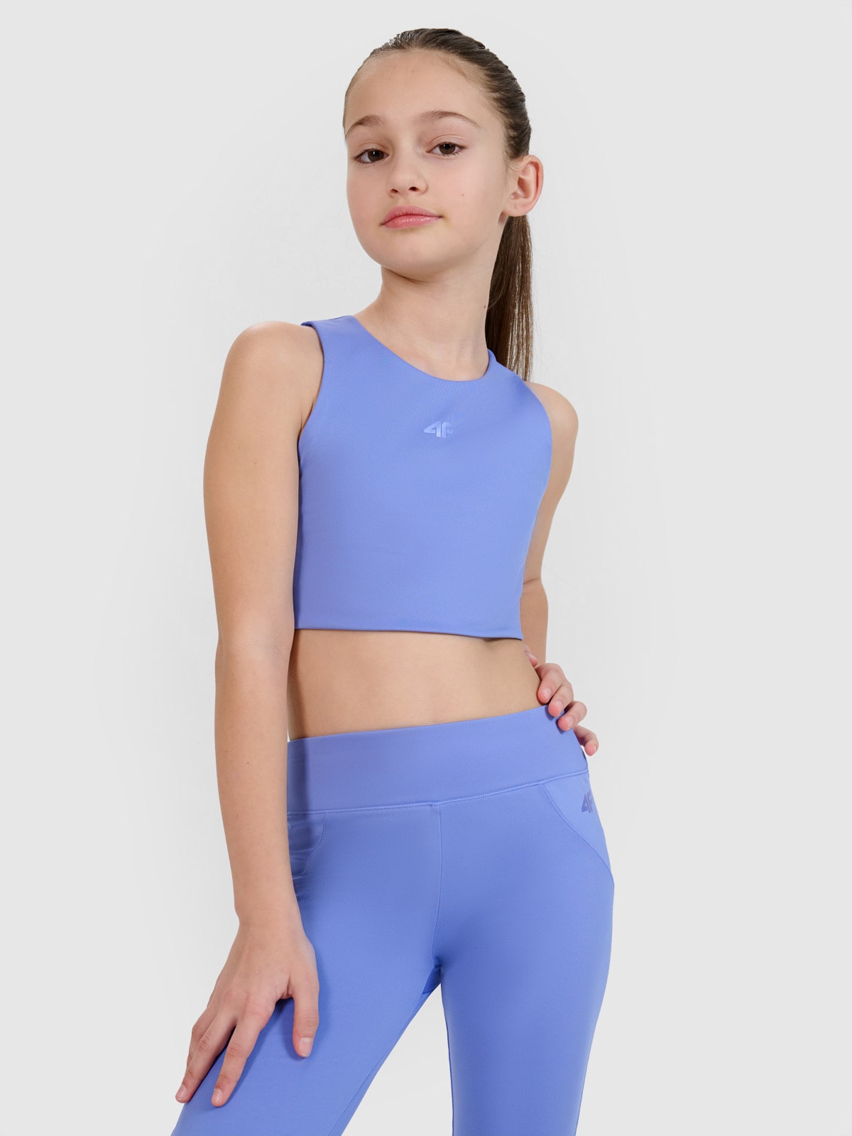 Дівчачий спортивний швидковисихаючий кроп-топ 4F JUNIOR x Анна Левандовська - синій