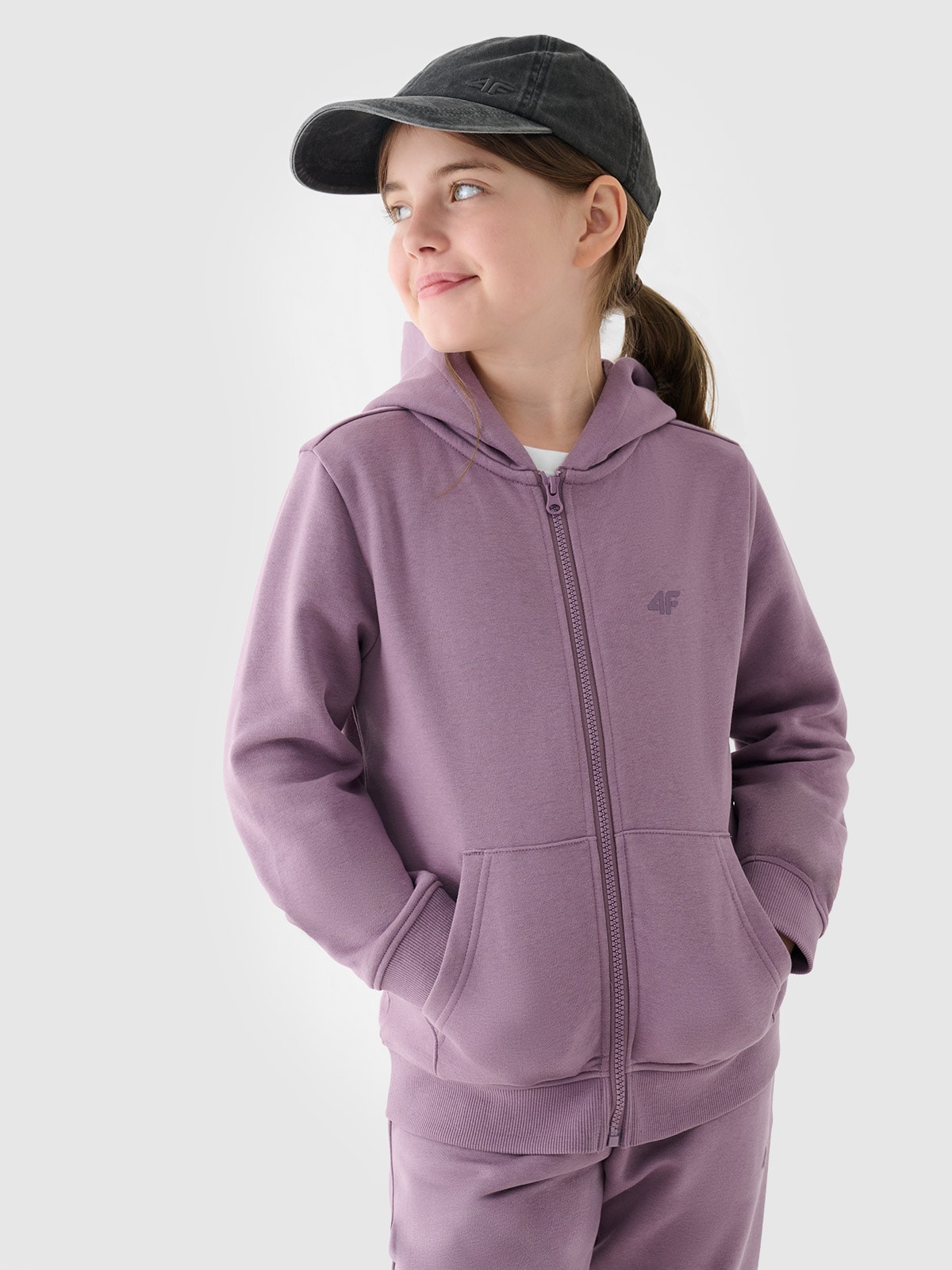 Спортивне худі на блискавці для дівчаток - фіолетовий