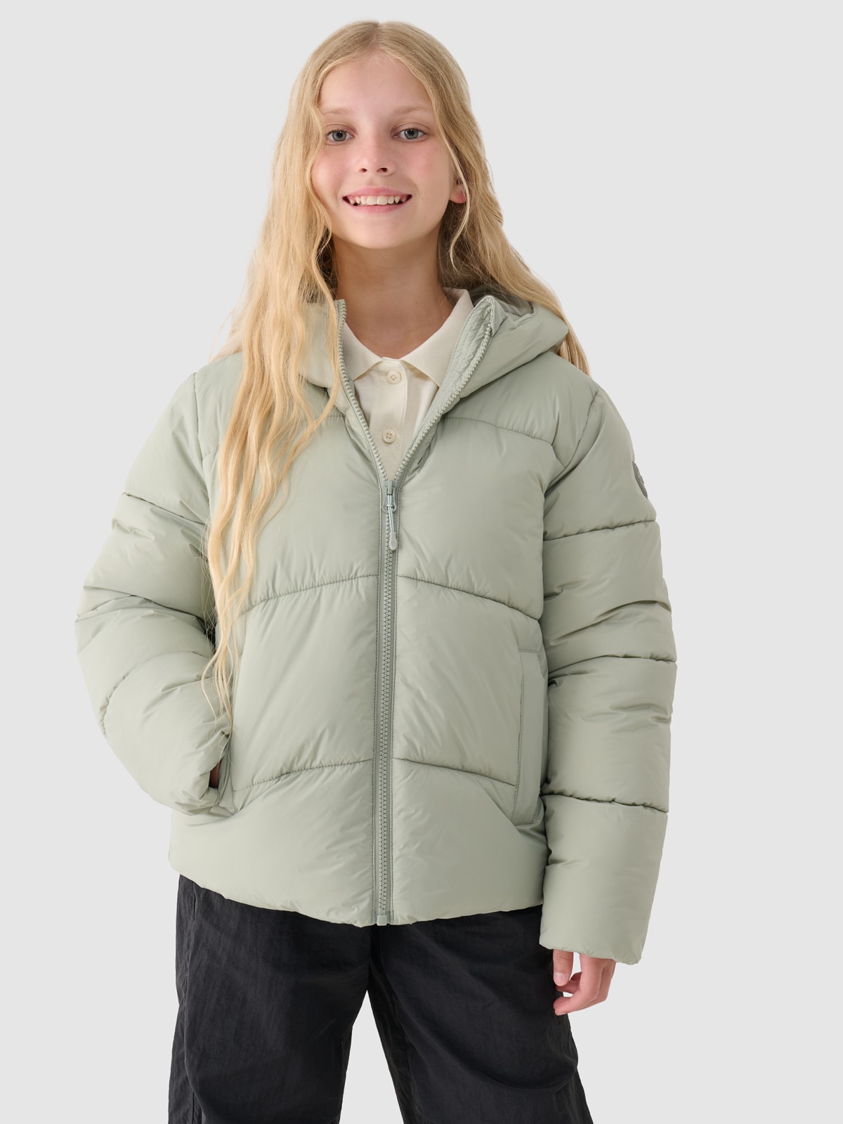 Пухова куртка з синтетичним наповнювачем для дівчаток - зелений