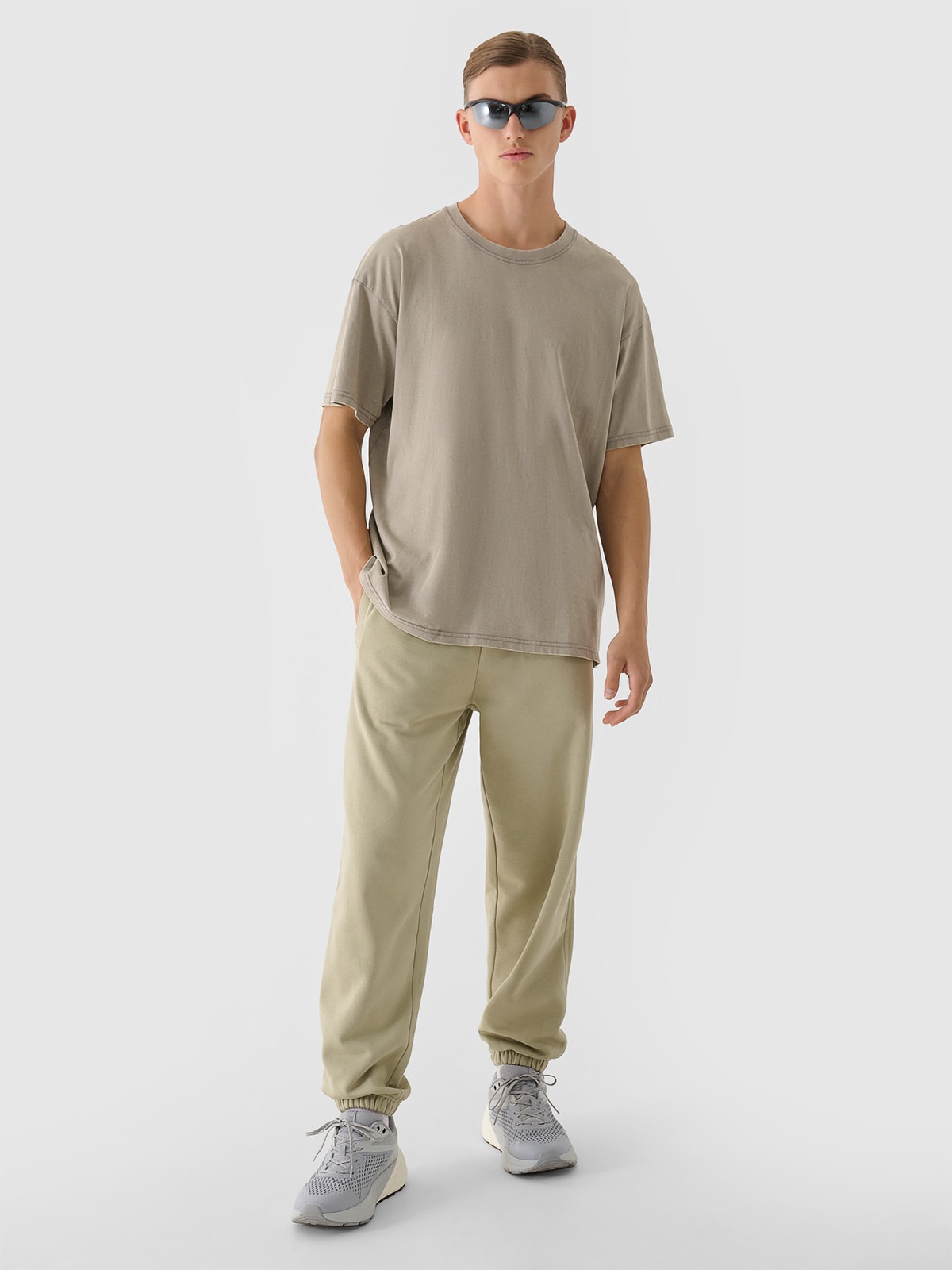 Чоловічі спортивні штани oversize - оливковий/хакі