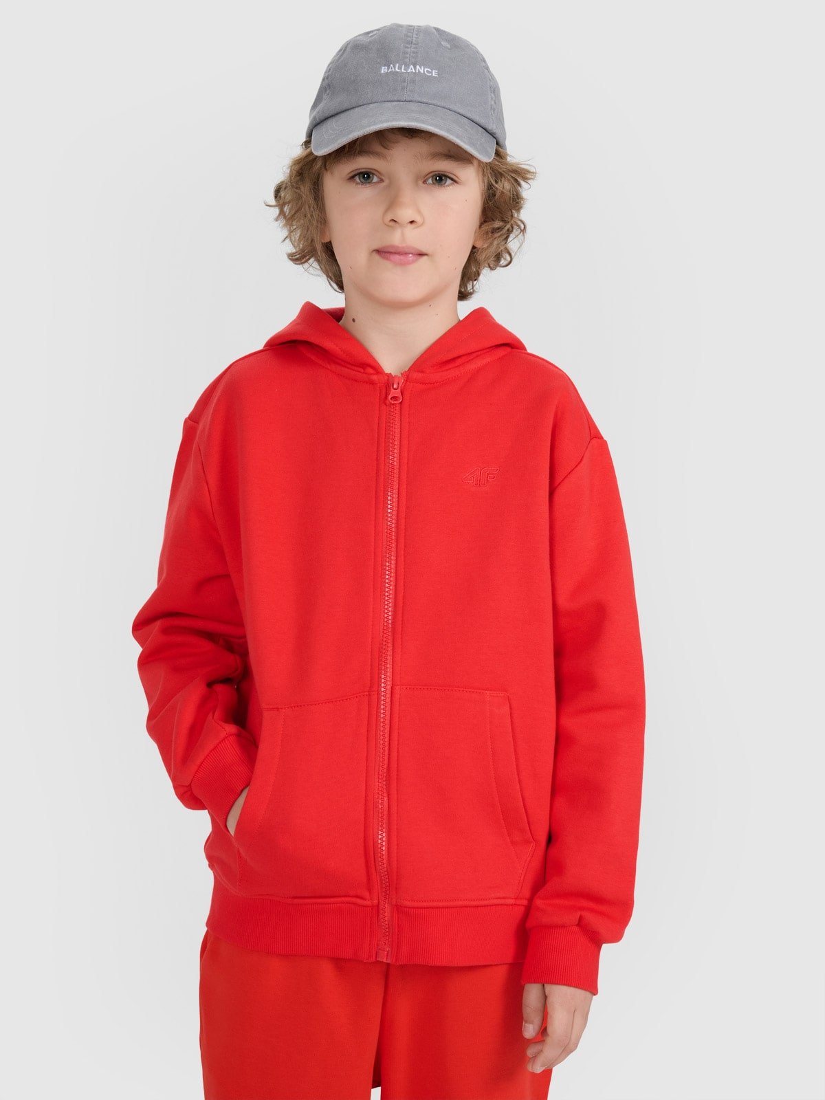 Хлопчача спортивна розстібна кофта з капюшоном - помаранчева