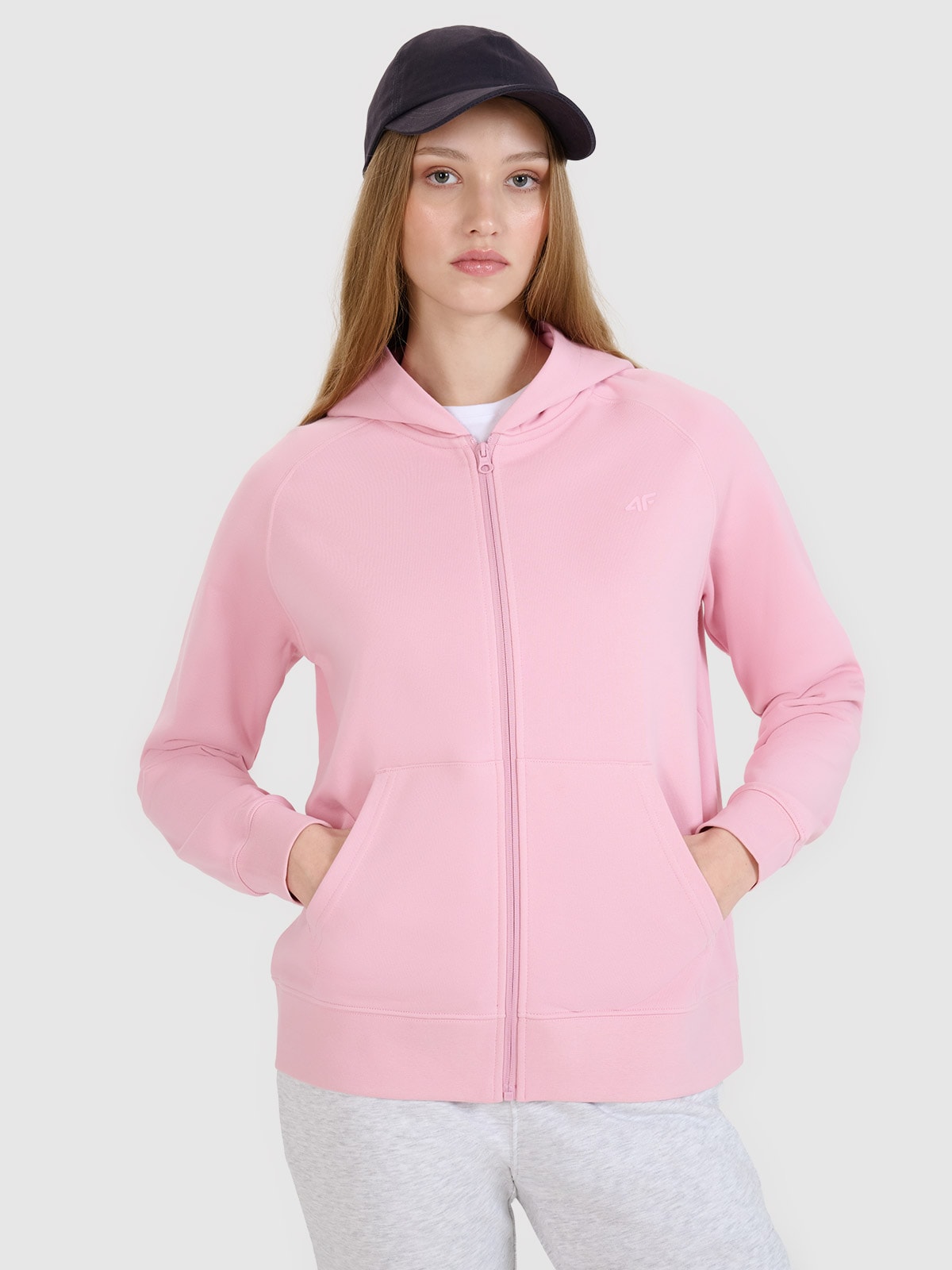 Жіноче спортивне худі на блискавці - рожевий