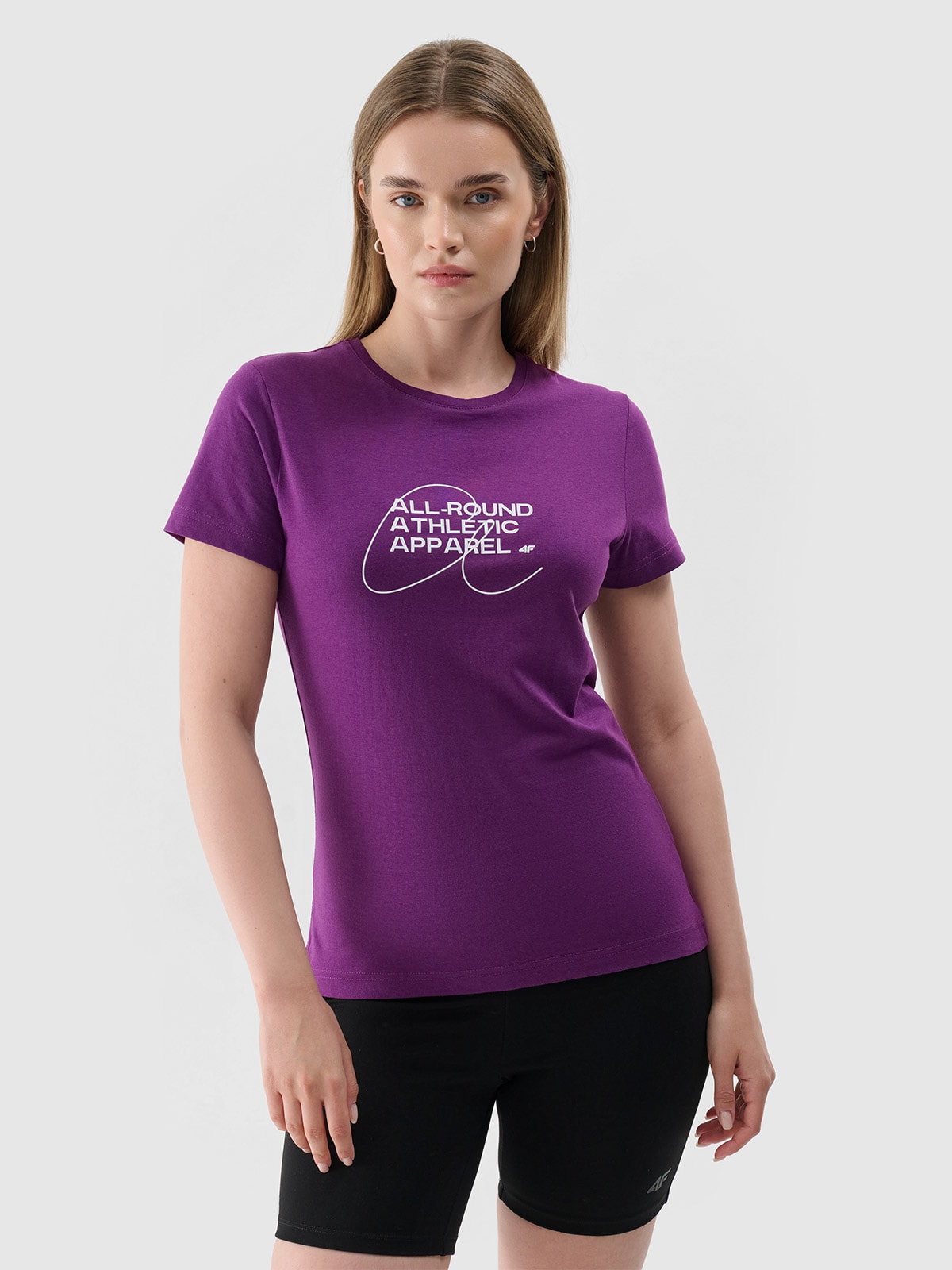 Жіноча футболка slim з принтом - фіолетовий