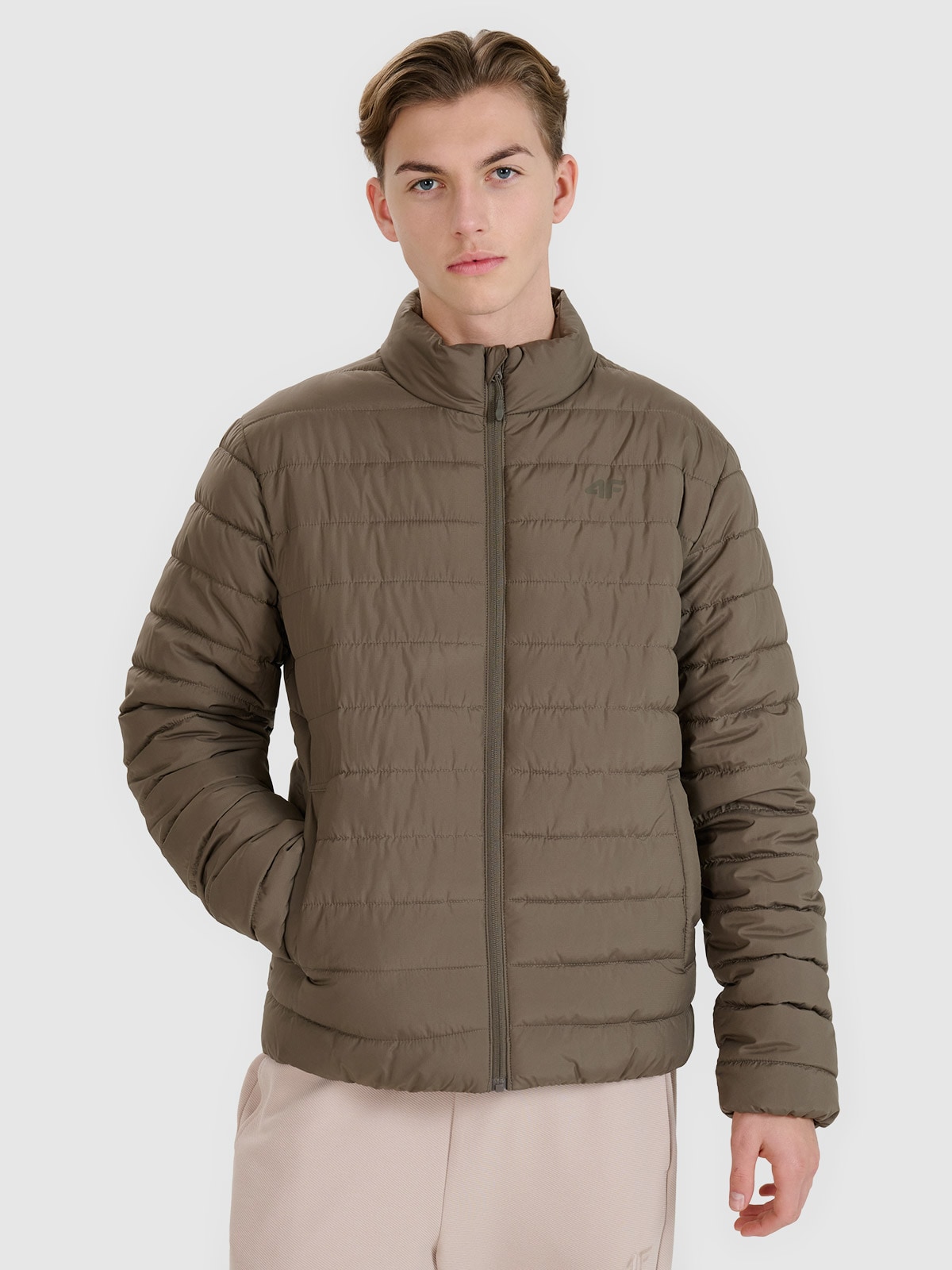 Чоловіча пухова куртка з синтетичним наповнювачем - коричневий