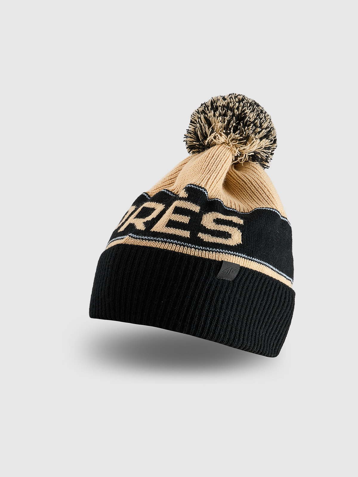 Чоловіча зимова шапка з додаванням вовни - бежева