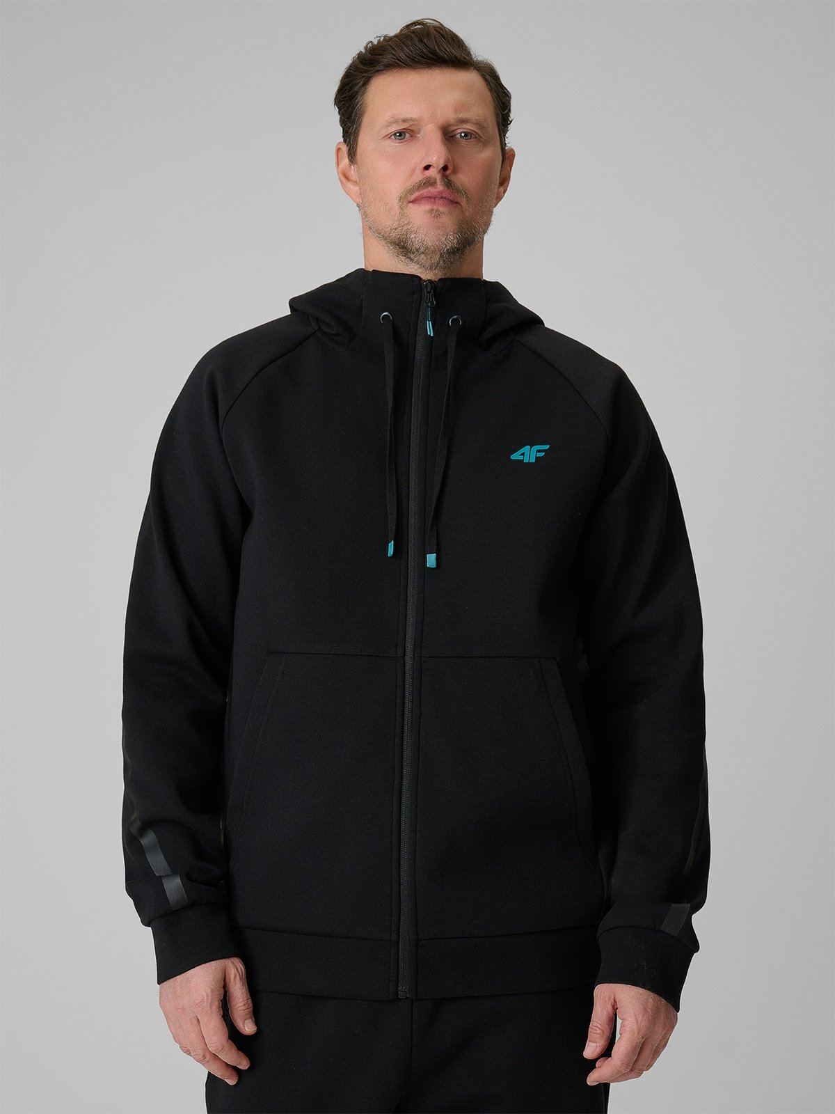 Чоловіча regular спортивна кофта з капюшоном - чорна