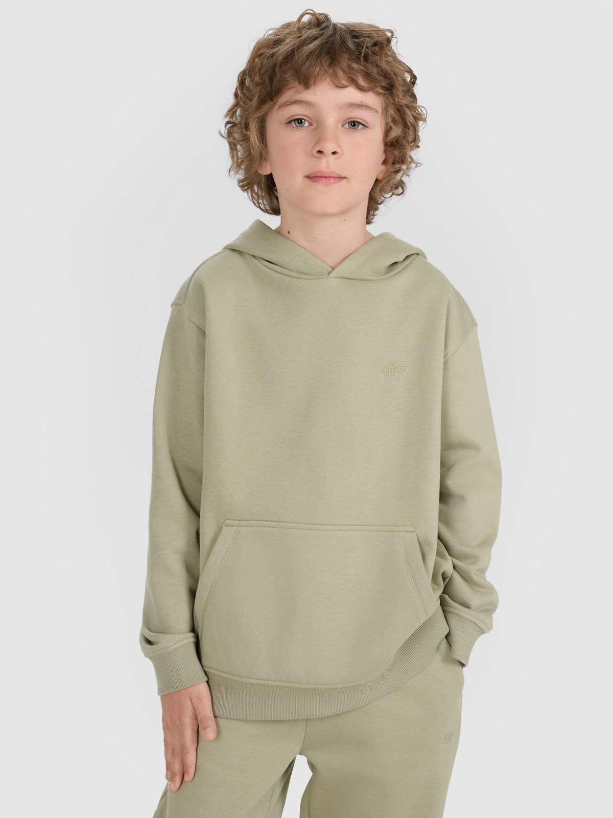 Хлопчача спортивна кофта з капюшоном без застібки - зелена