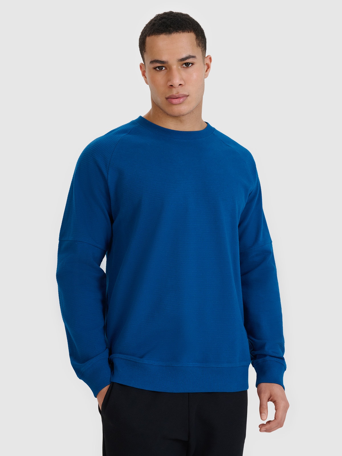 Чоловіча спортивна кофта без блискавки і капюшона - блакитний