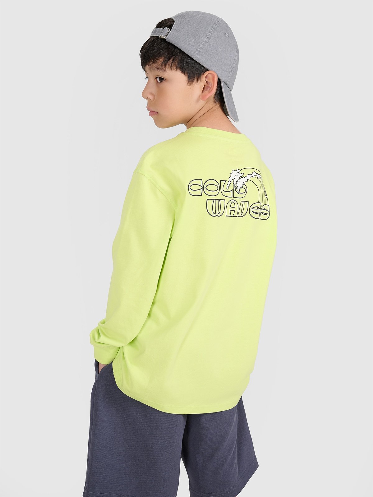 Лонгслів oversize з принтом для хлопчиків - зелений