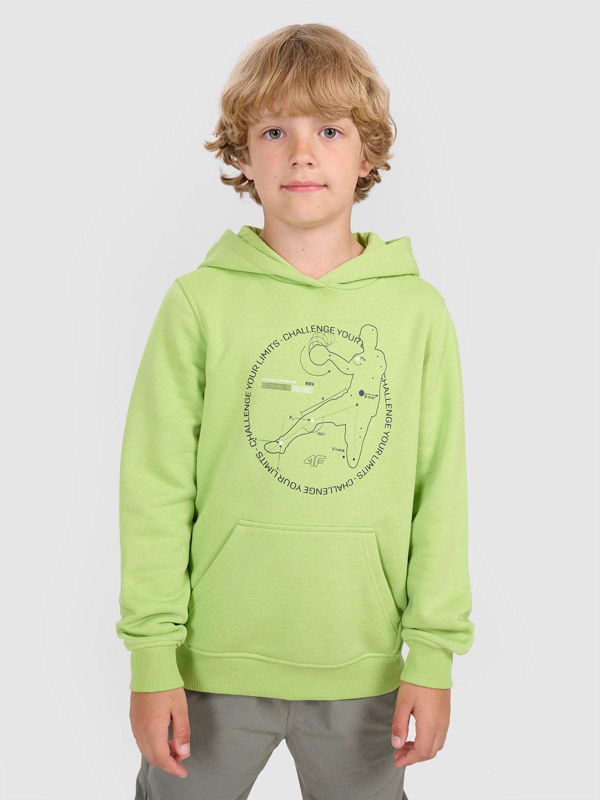Спортивна кофта нерозстібна з капюшоном хлопчача - зелена