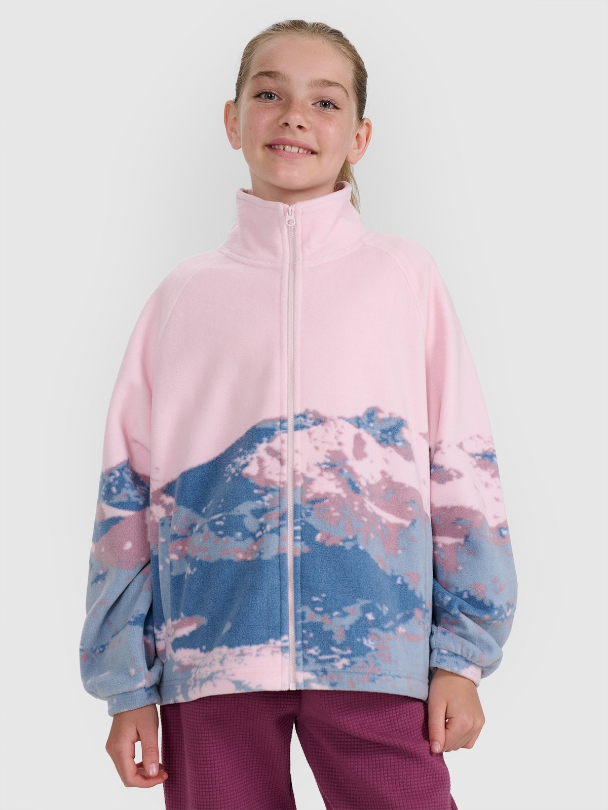 Дівочий oversize polar зі стійкою - мультиколор