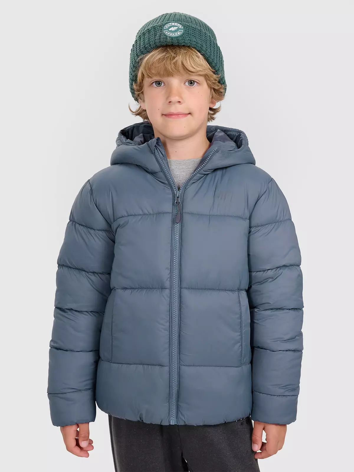 Дитяча пухова куртка з синтетичним наповнювачем для хлопчиків - сіра
