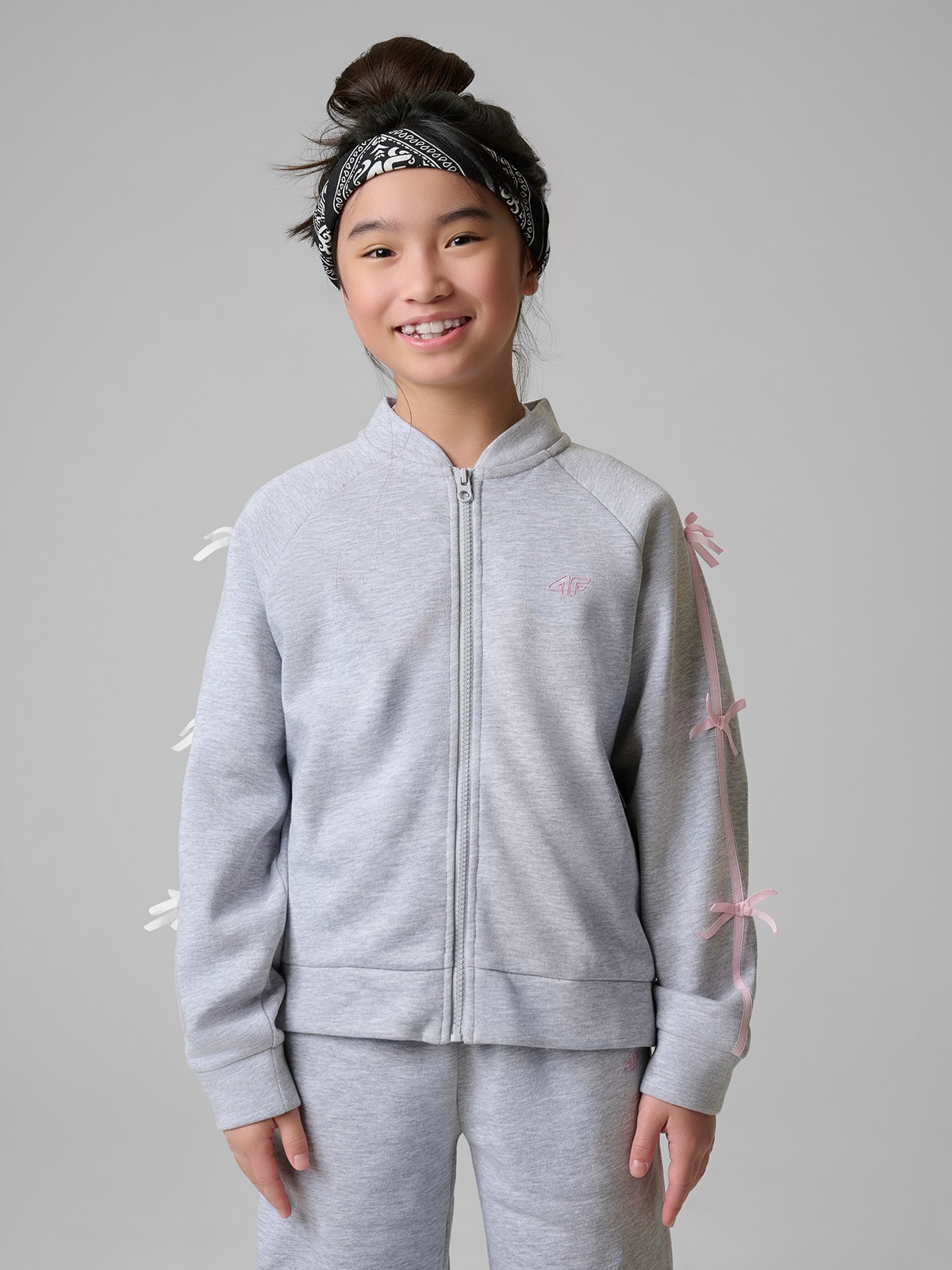 Спортивна толстовка loose без капюшона для дівчаток - сіра