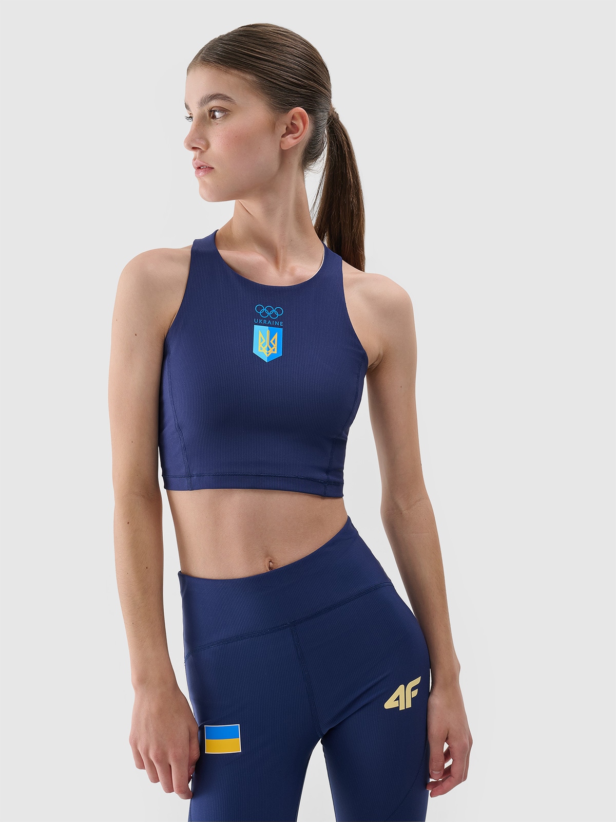 Париж/Україна - Жіночий швидковисихаючий функціональний crop top - темно-синій