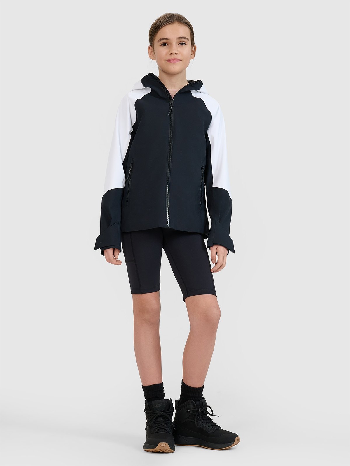 Куртка трекінгова мембрана 5000 дівоча - чорна