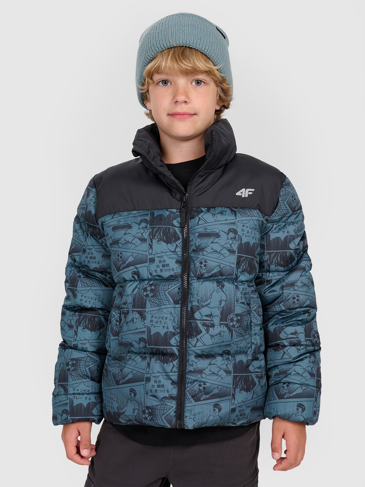 Хлопчача пухова куртка з синтетичним наповнювачем - зелена