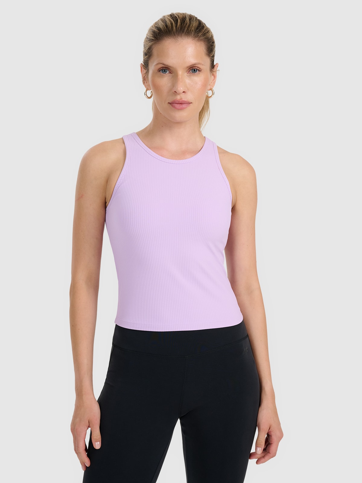 Жіночий топ slim з рубчастого трикотажу - фіолетовий