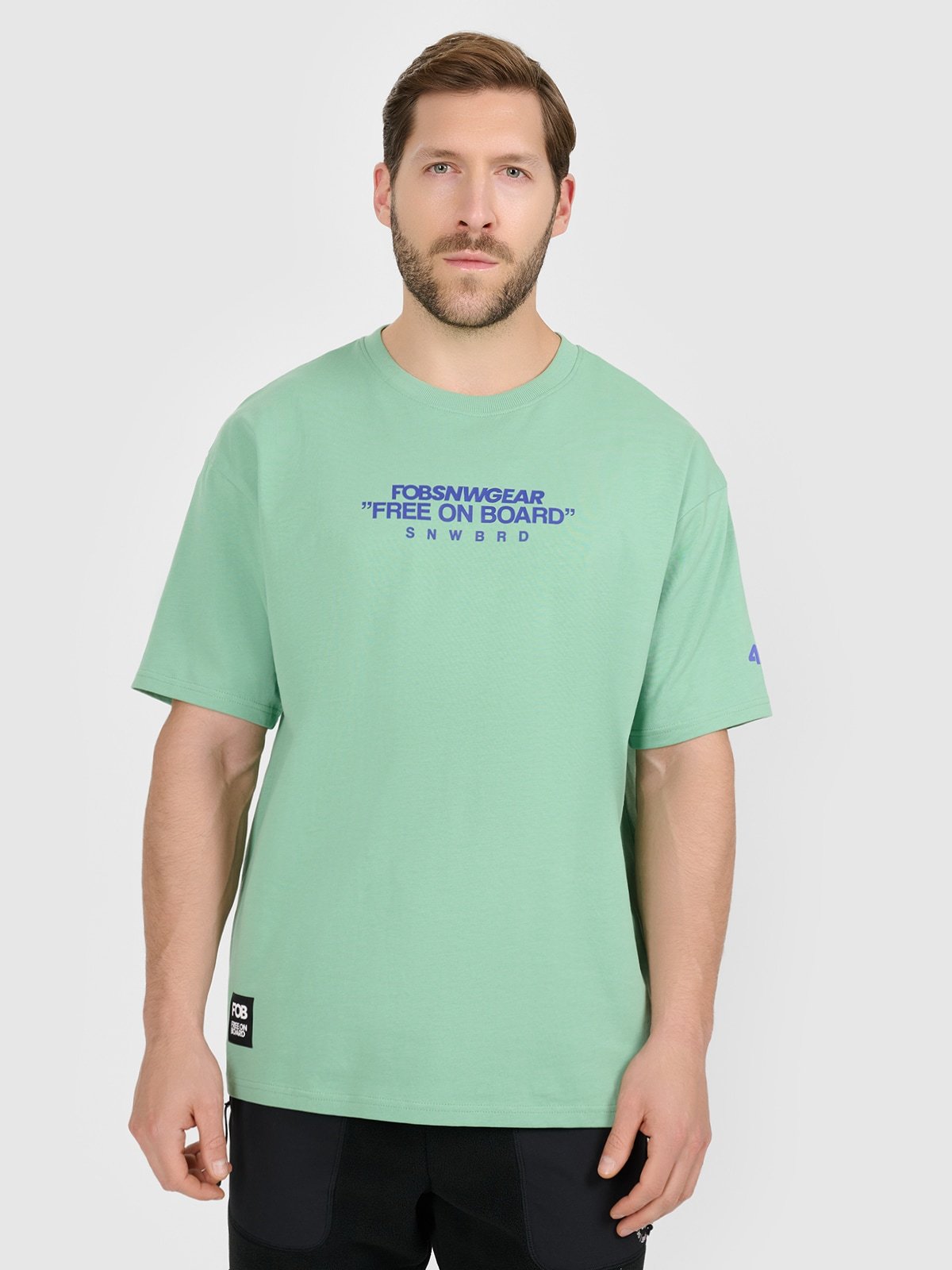 Чоловіча футболка loose з принтом - м'ятна