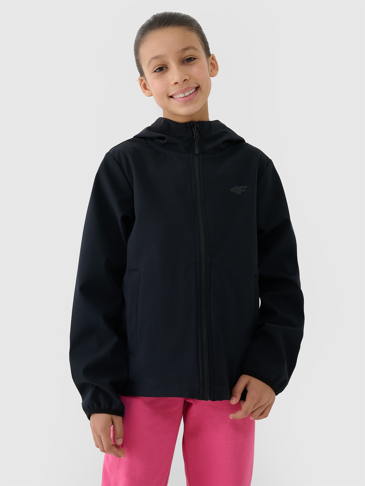 Куртка softshell вітрозахисна мембрана 5000 для дівчаток - чорний