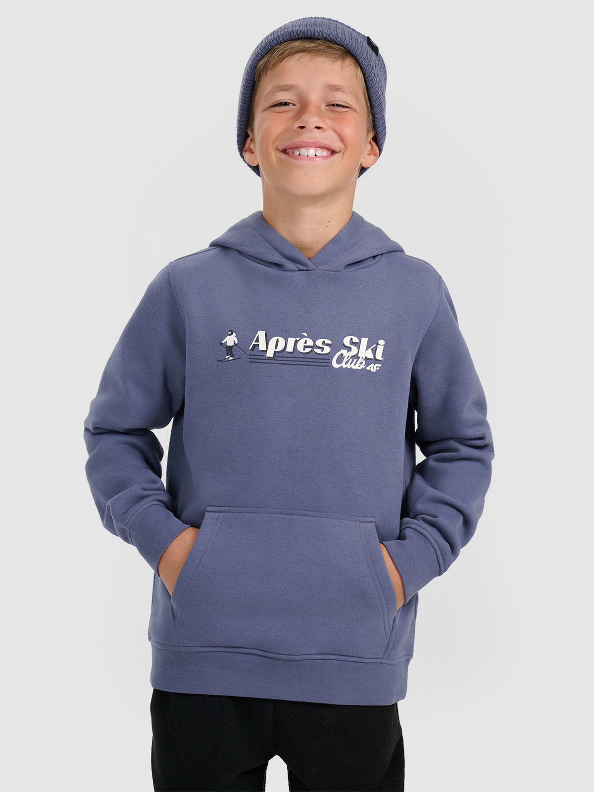 Нерозстібна спортивна кофта з капюшоном для хлопчика - темно-синя