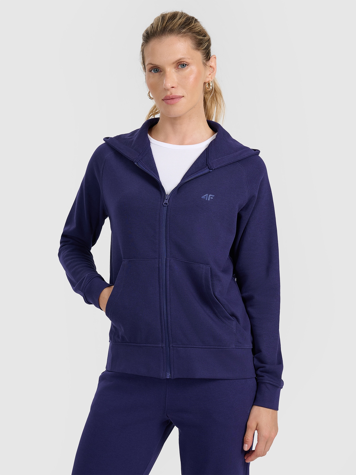 Жіноче спортивне худі на блискавці - темно-синій