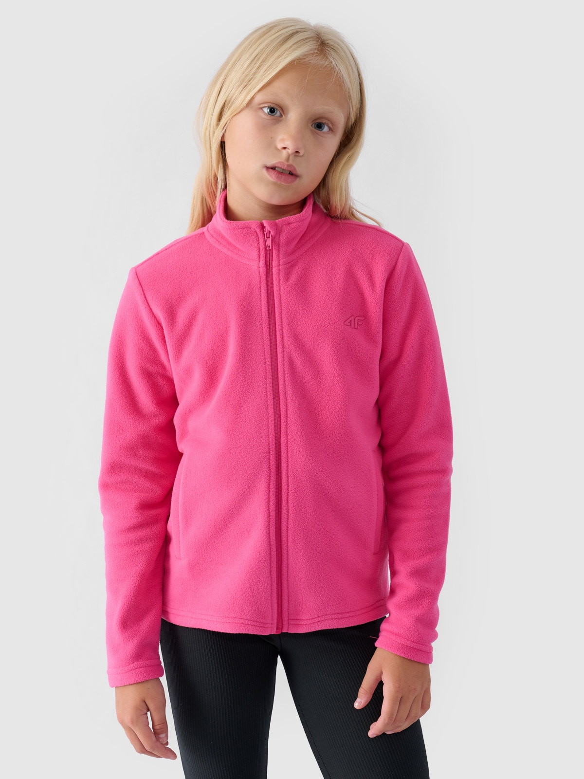 Фліс slim з коміром-стійкою для дівчаток - рожевий