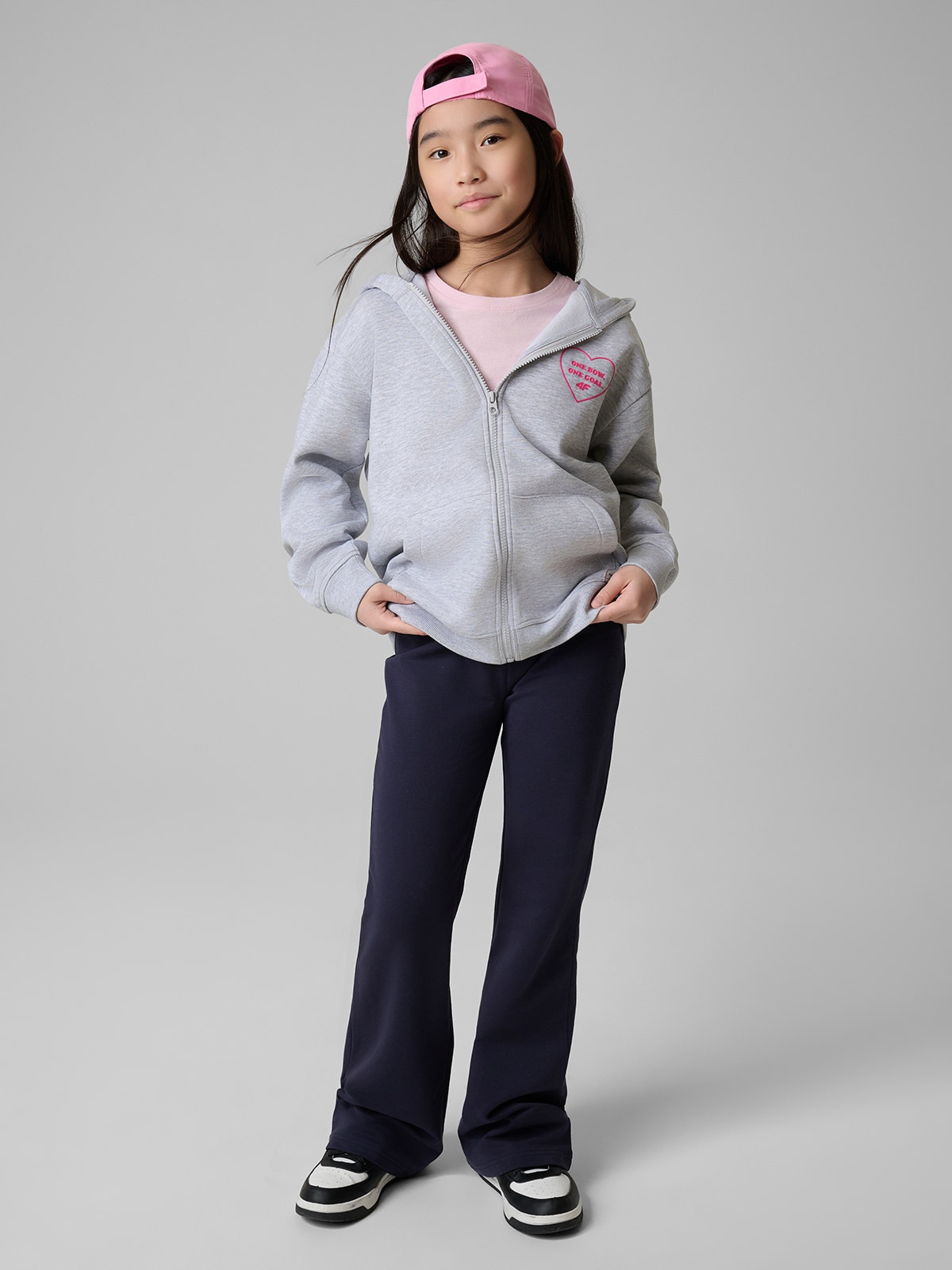 Спортивна толстовка loose з капюшоном для дівчаток - сіра