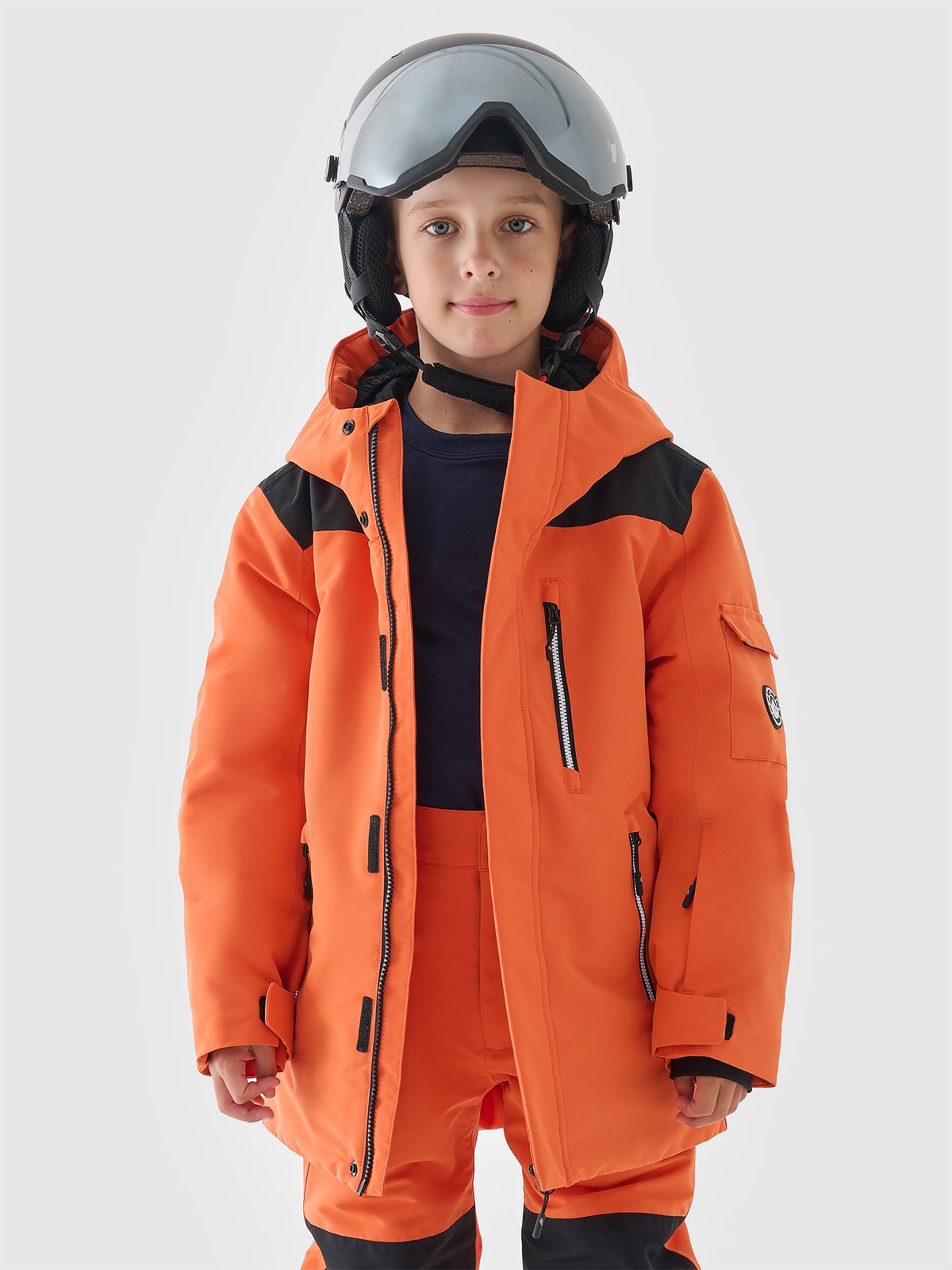 Куртка для сноуборда мембрана 8000 для хлопчиків - помаранчевий