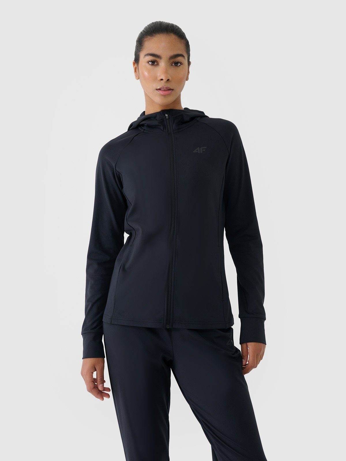 Жіноче швидковисихаюче худі slim для тренувань - чорний