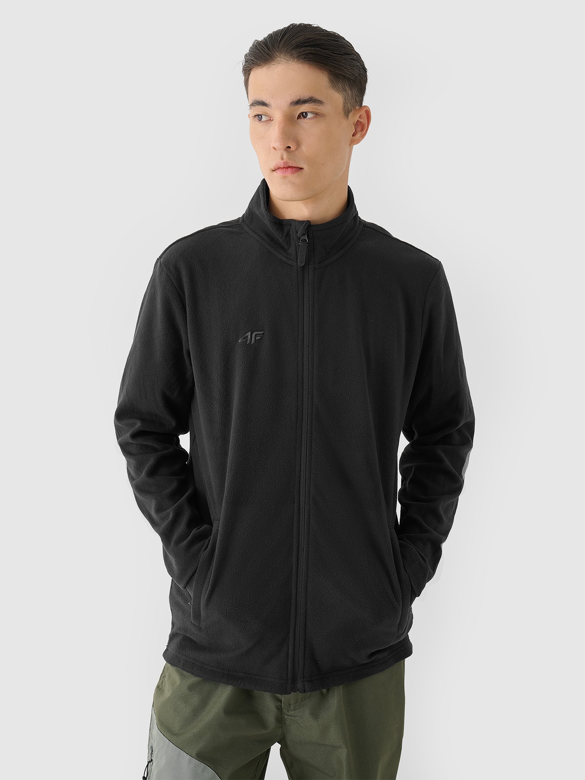 Чоловічий фліс з коміром-стійкою regular - чорний