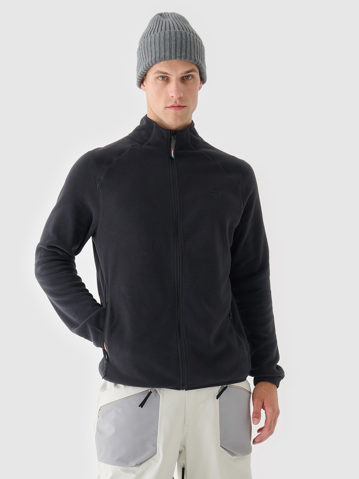 Чоловічий фліс з коміром-стійкою regular - чорний