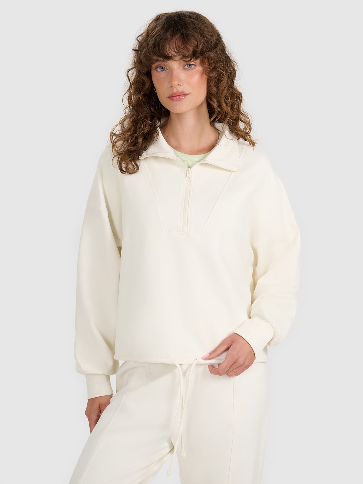 Жіноча спортивна кофта без застібки без капюшона - бежева