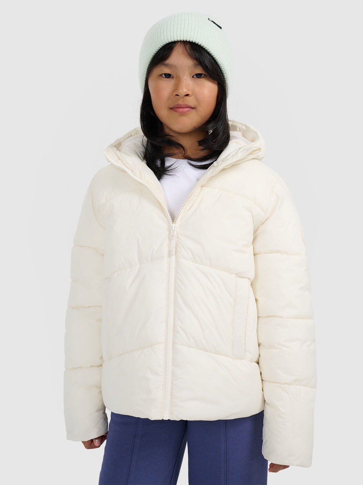 Пухова куртка з синтетичним наповнювачем дівоча - біла