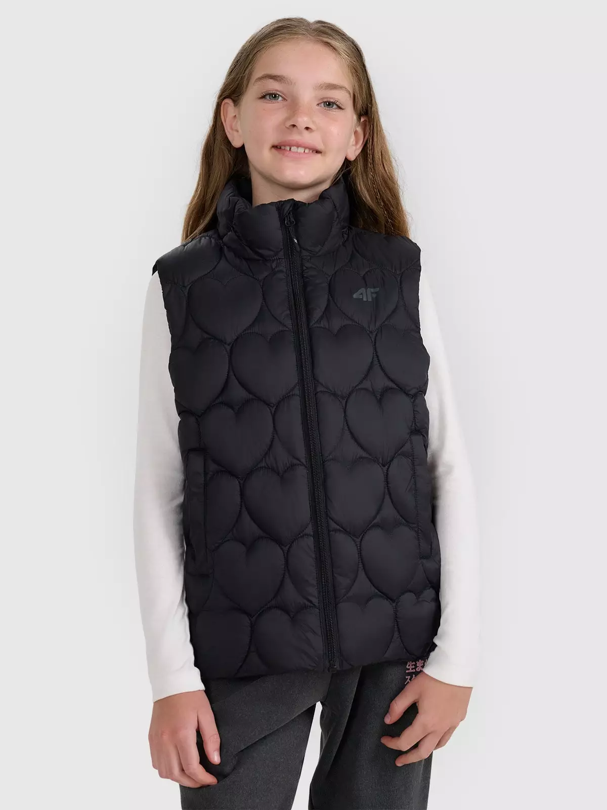 Пуховий жилет із синтетичним наповнювачем дівочий - чорний