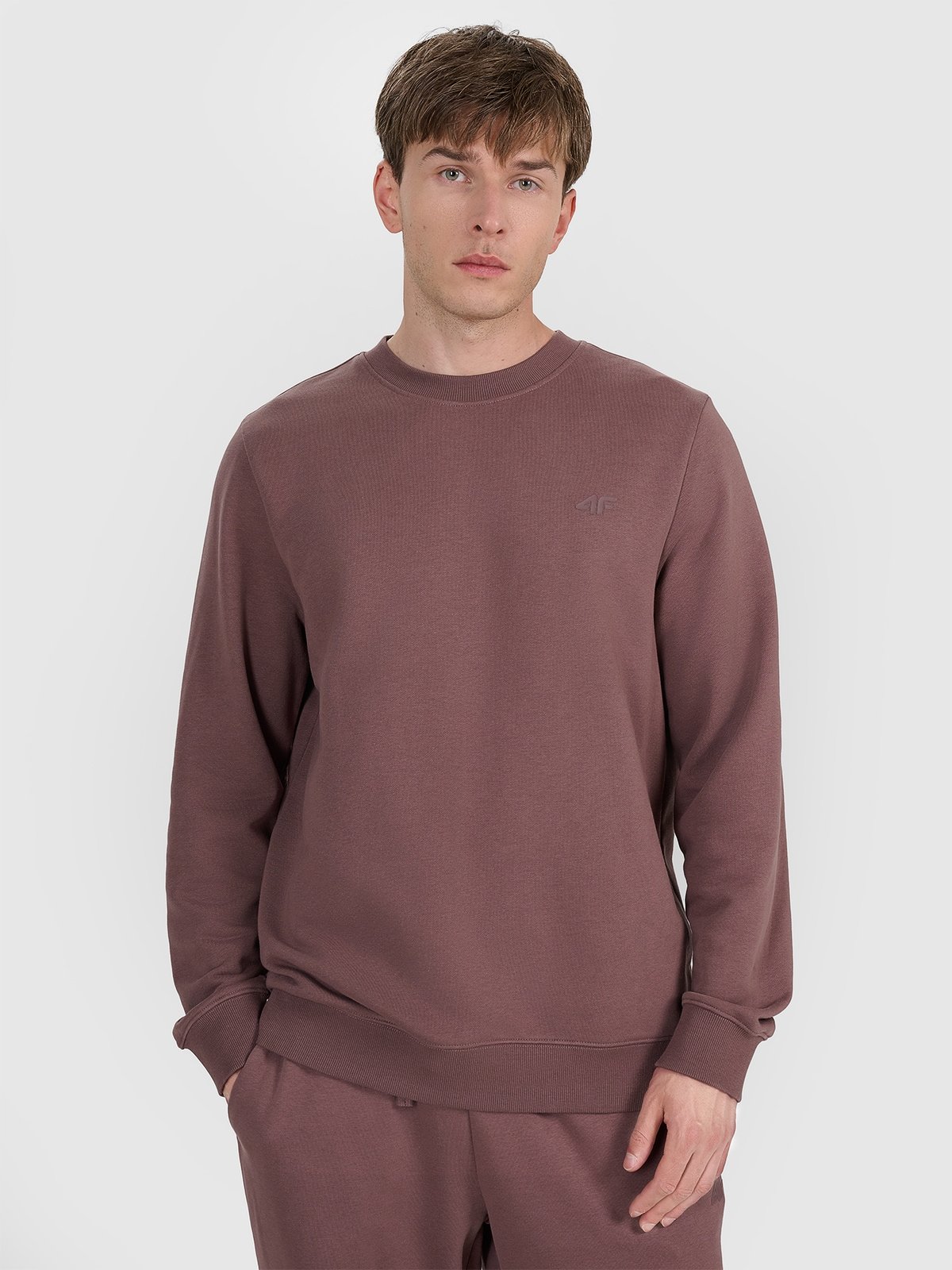 Чоловічий спортивний світшот без капюшона - коричневий