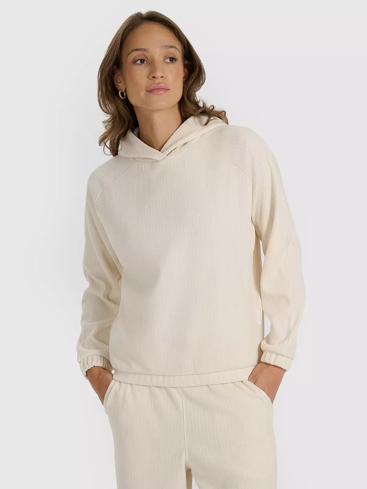 Жіноче худі без застібки з капюшоном - біле