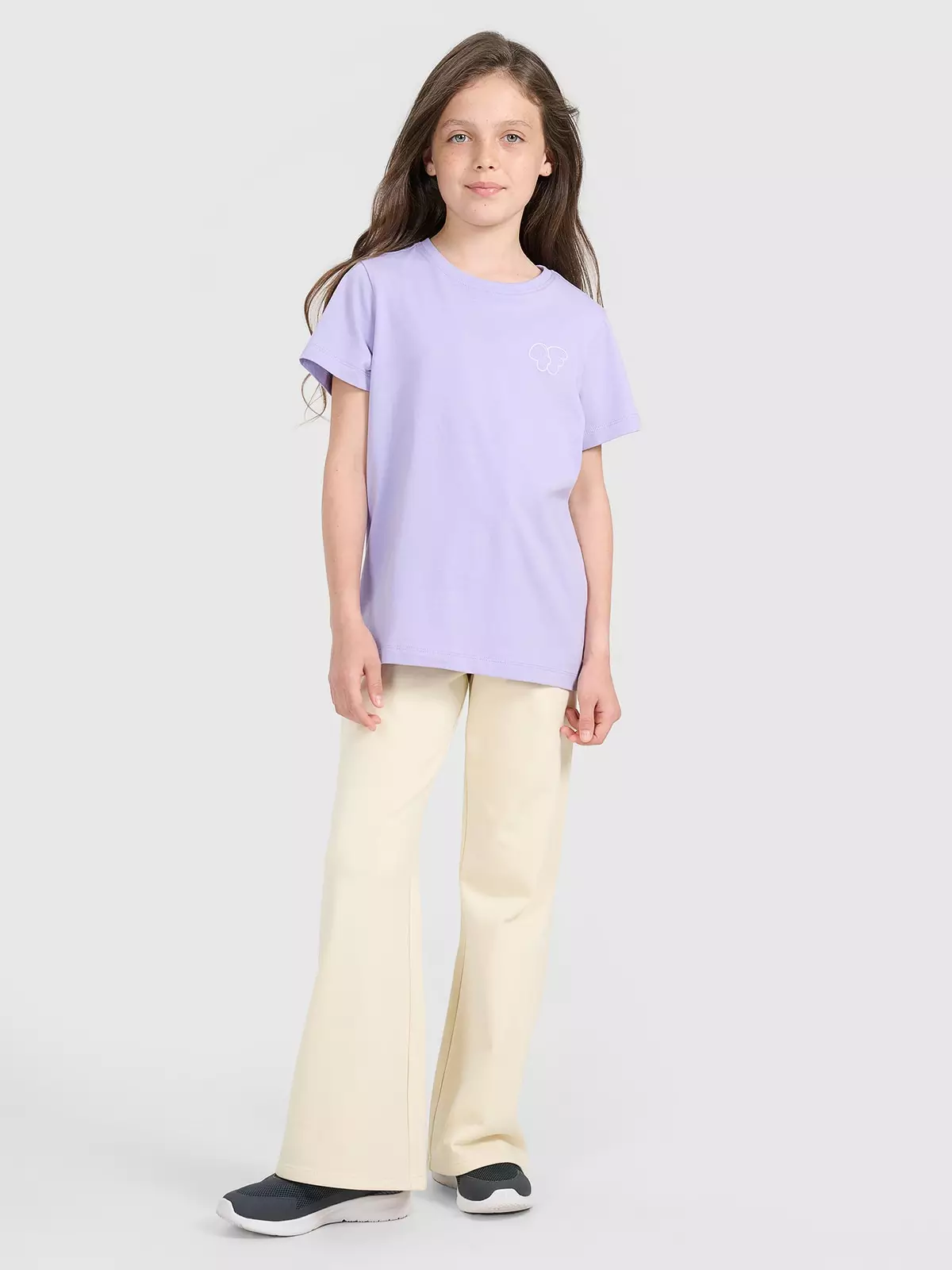 Дівочі спортивні штани з широкими штанинами - бежеві