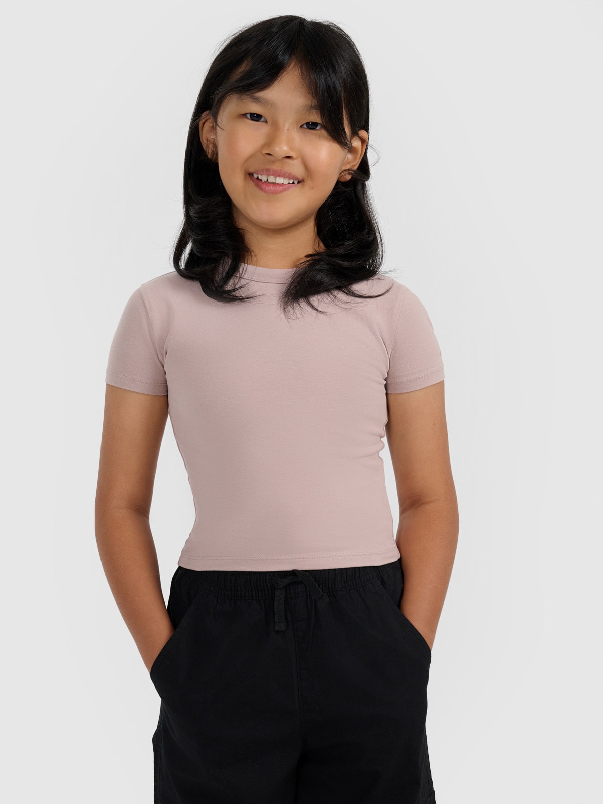 Дівочий crop top slim гладкий - коричневий