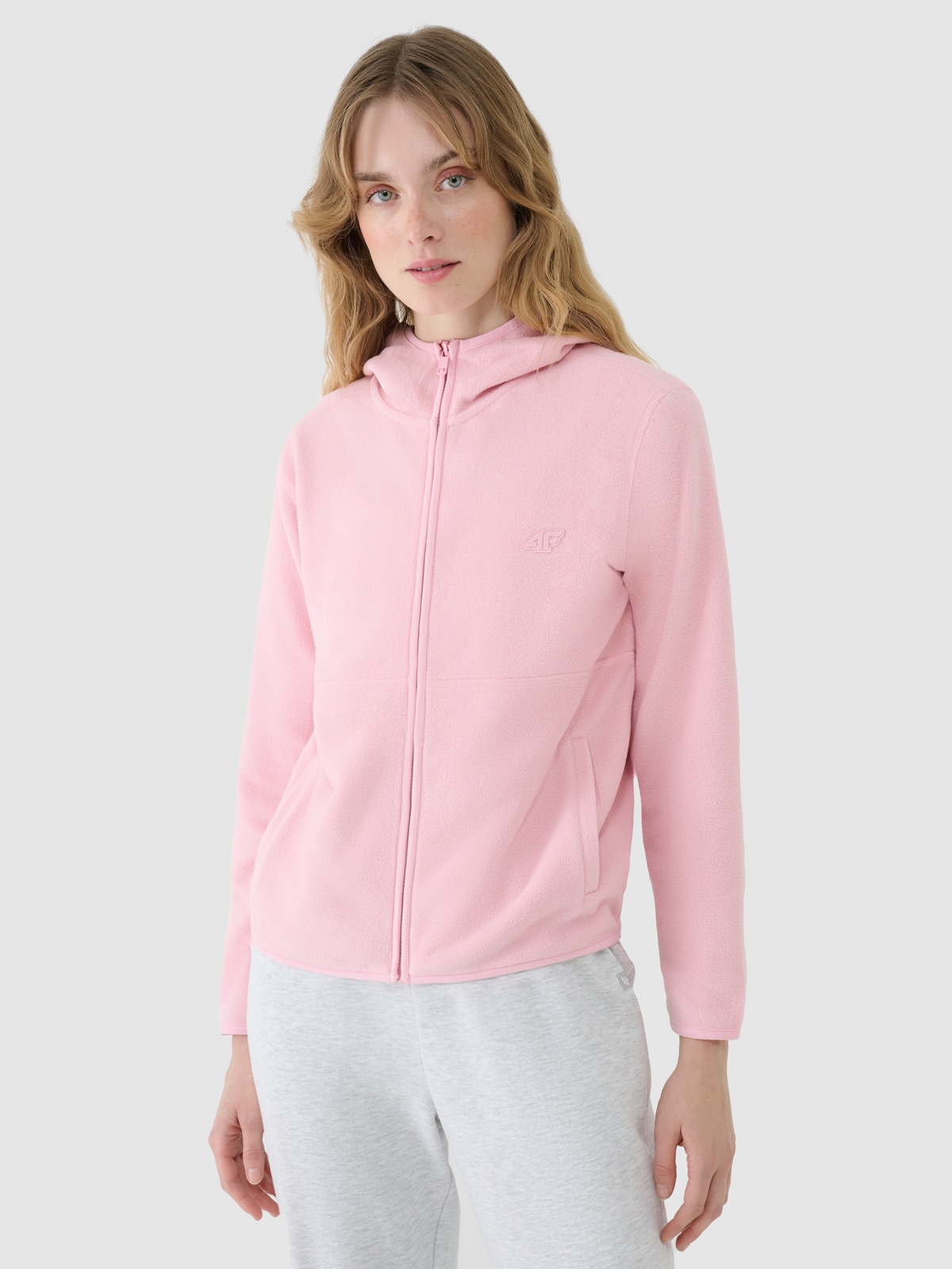 Жіночий фліс regular з капюшоном - рожевий