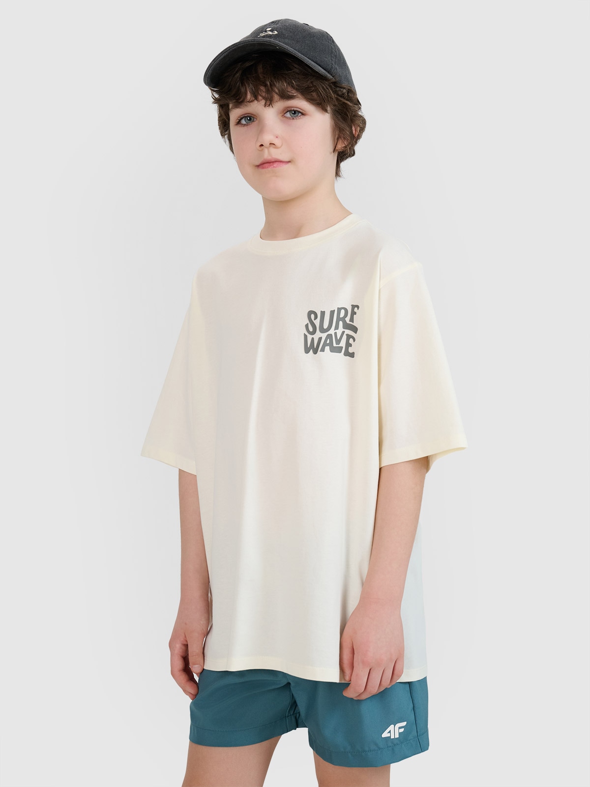 Футболка oversize з принтом для хлопчиків - білий