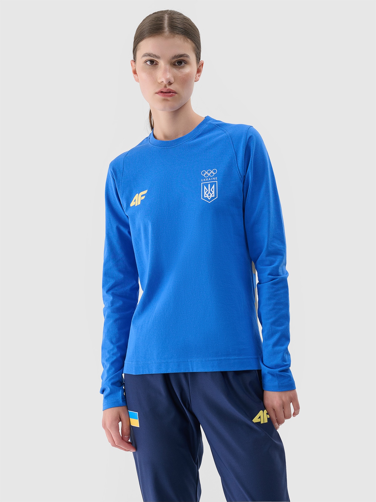 Париж/Україна - Жіночий лонгслів - блакитний